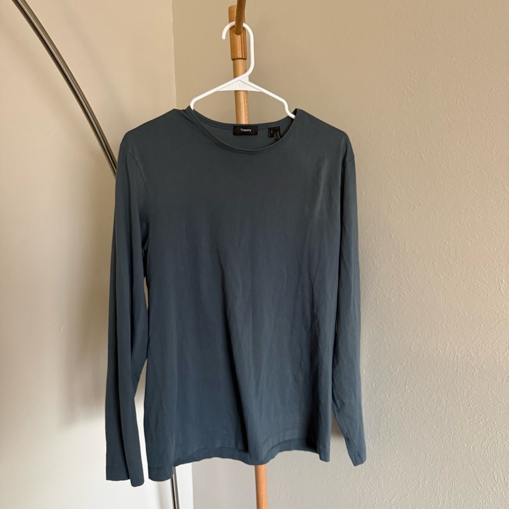 Theory Dark Gray Blueish Long Sleeve Shirt Women’s Size Large